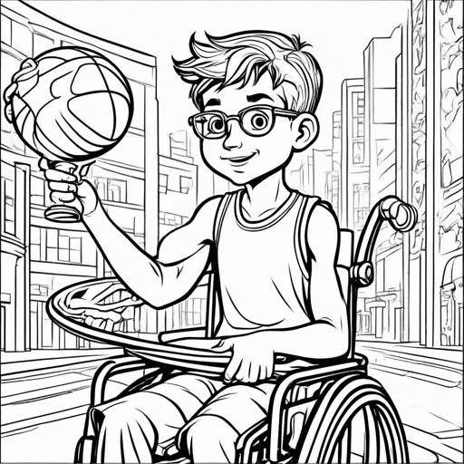 Basketball coloring page, level 2 Fun