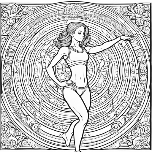 Gymnastics coloring page, level 3 Detailed