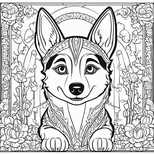 Puppies coloring page, level 3 Detailed