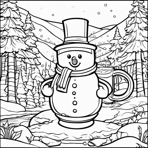 Snowmen coloring page, level 2 Fun