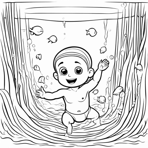 Swimming coloring page