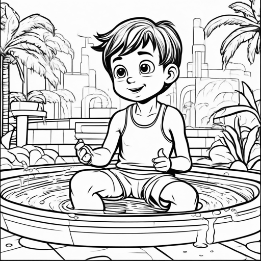 Swimming coloring page, level 2 Fun