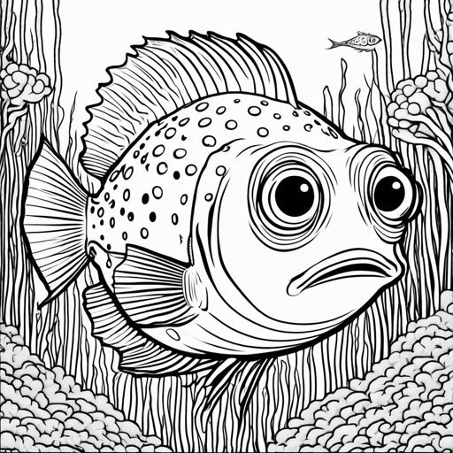 Tropical Fish coloring page, level 3 Detailed