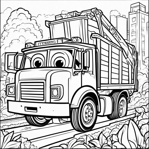 Trucks & Diggers coloring page, level 2 Fun